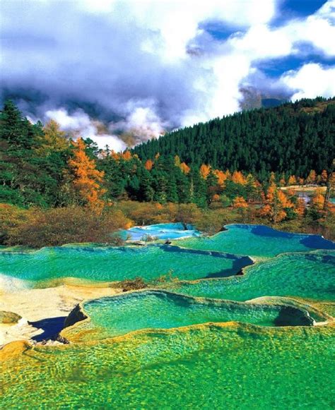 Hidden Colorful Pools In Huanglong Scenic Valley China In 2020 With