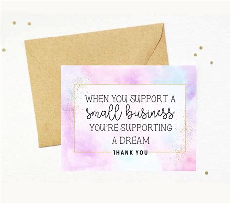 Thank you for supporting my small business cards. Small Business Thank You Card, when you support a small business you're supporting a dream ...