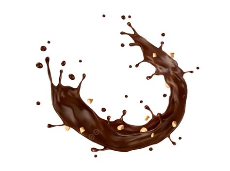 Gambar Percikan Coklat Dan Kopi Susu Aduk Dengan Kacang Yang Dihancurkan Tetesan Kecil Elemen