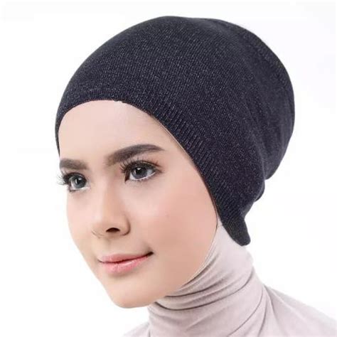 ciput rajut anti pusing polos / inner hijab / dalaman kerudung kupluk