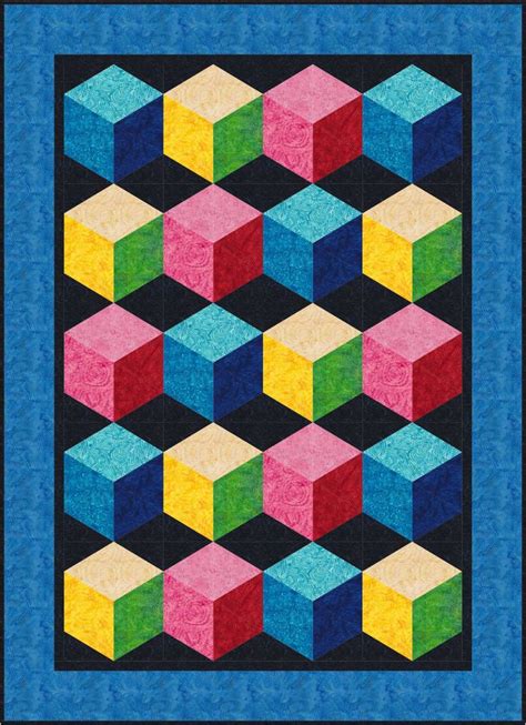 Urban Cubes Pdf Quilt Patterns Tumbling Blocks Quilt Geometric Quilt