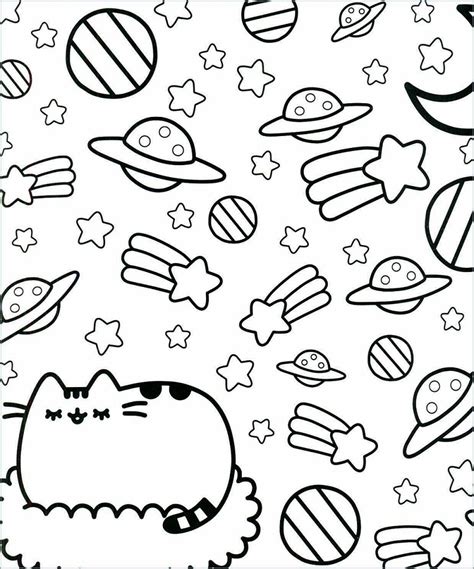Pusheen With Stars And Planets Coloring Page Free Printable Coloring