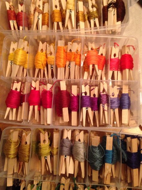 Why The Heck Do I Store My Embroidery Floss On Clothespins Artofit