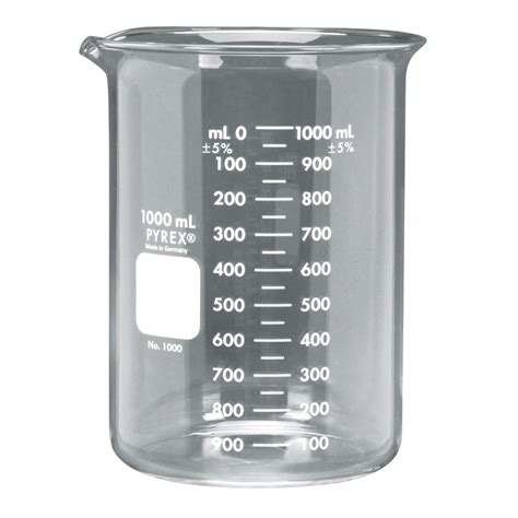 Pyrex Glass Griffin Beaker Low Form Measuring 1000 Ml