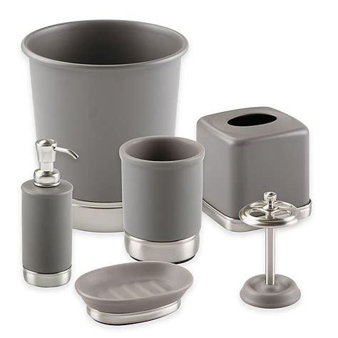 Infuse a coordinated effect with grey bathroom accessories. iDesign® York Bath Accessory Collection in Matte Grey ...
