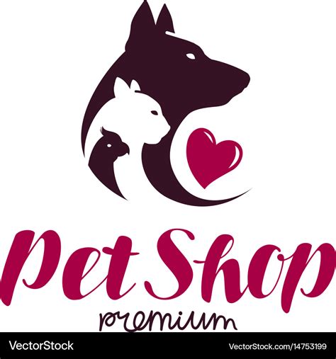 Pet Shop Logo Animal Shelter Dog Cat Parrot Vector Image