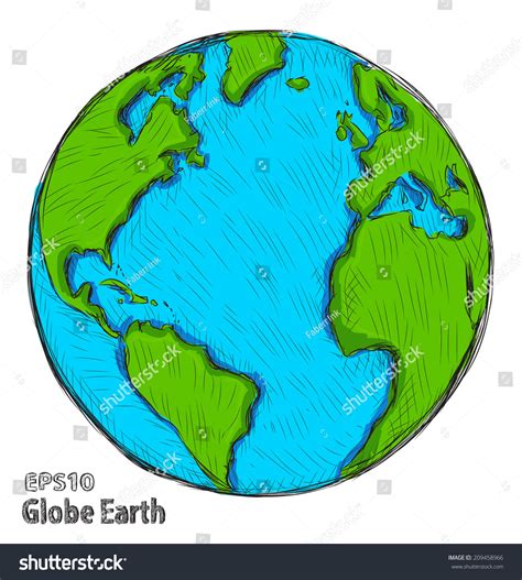 Hand Drawn Globe Earth Vector Illustration Stock Vector 209458966