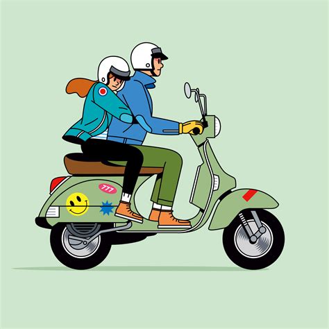 Illustrator | KANGJINGOO | Vespa illustration, Bike illustration, Vespa