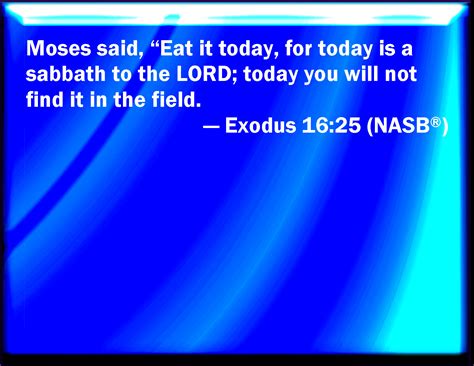 Exodus 1625 And Moses Said Eat That To Day For To Day Is A Sabbath