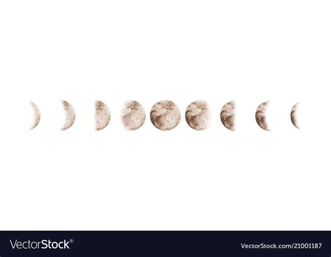 Moon Phases Set Watercolor Isolated Royalty Free Vector