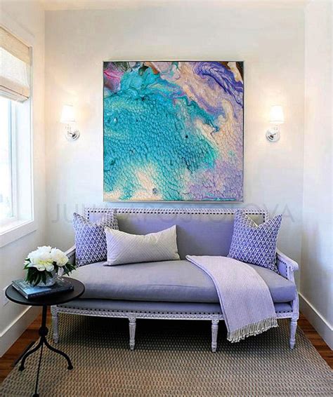 Abstract Seascape Beach Wall Decor Turquoise Painting Cell Art Print
