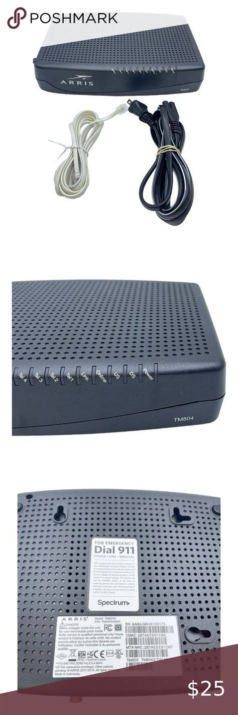 Arris Tm804g Docsis 30 Telephony Modem With Ethernet Cable L9