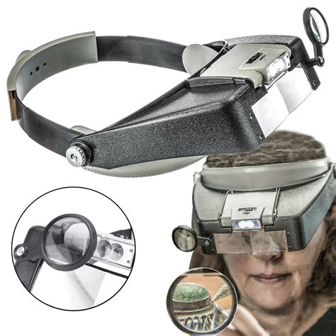 jewelers headband magnifier led light illuminated visor magnifying glass loupe ebay