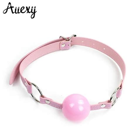 Auexy Silicone Ball Mouth Gag Oral Fixation Pu Leather Band Bondage Restraints Sex Toys For