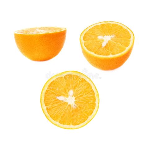 Ripe Orange Cut In Half Isolated Over The White Stock Photo Image Of