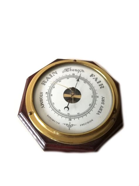 Vintage Wooden Weather Barometer Ship Nautical Ships Etsy Uk