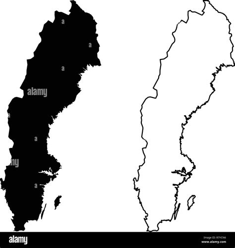 Simple Sólo Esquinas Afiladas Mapa De Suecia El Dibujo Vectorial