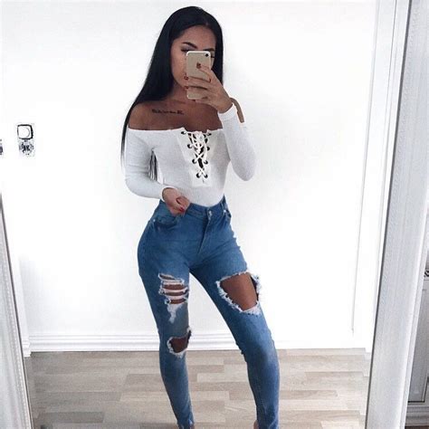 Outfits With Ripped Jeans Instagram Baddie Outfits For School