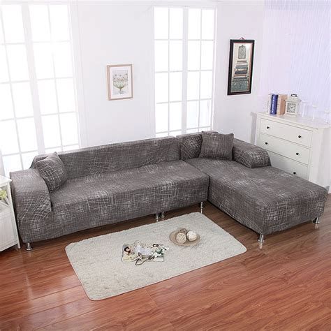 Sofa Covers For L Shape 2pcs Polyester Fabric Stretch Slipcovers 3 Seater70 90 3 Seater