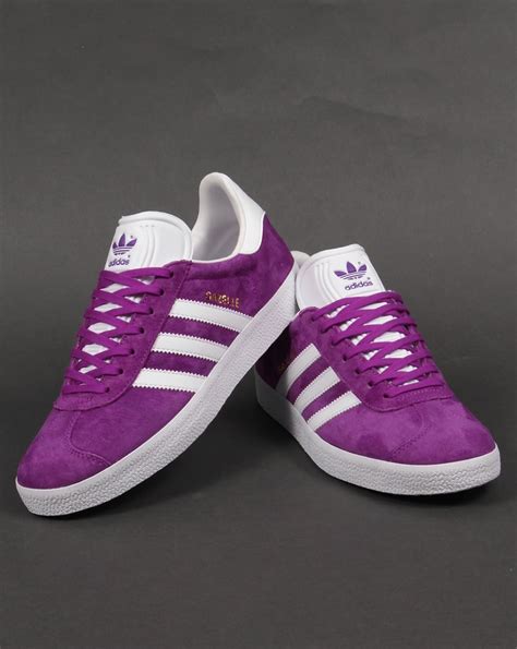 Adidas Gazelle Trainers Purplewhite Suede Originalsmensshock