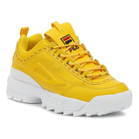 Suede leather upper with breathable mesh combination. Fila Leather Disruptor Ii Premium Repeat Womens Citrus ...