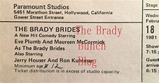 The Brady Bunch Blog: The Brady Brides Audience Ticket