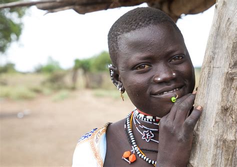 Portrait Of A Smiling Toposa Tribe Woman Namorunyang State Kapoeta