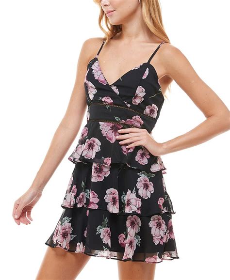 Trixxi Juniors Floral Print Ruffled Dress Macys