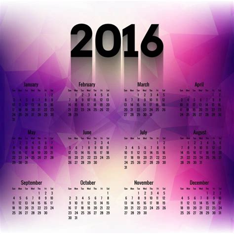 Free Vector 2016 Polygonal Calendar