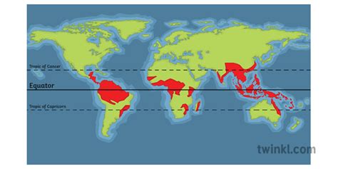 Rain forest map, natural habitat maps national geographic. Map Tropical Rainforest Ecosystem Location KS4 Illustration - Twinkl