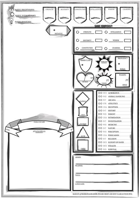 Yes there is one that you can fill online as well, just hop on an ipad or a computer and run dnd beyond, then head to my characters, then click at the top right make a character. Art I made a blank character sheet for yall! : DnD