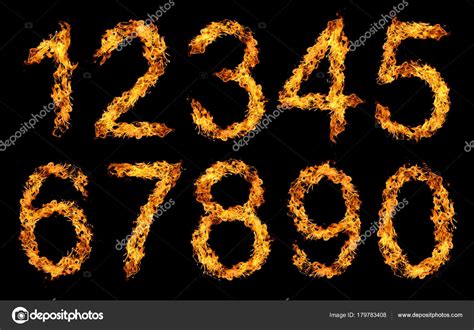 Numbers Made Fire Flame Isolated Black Background — Stock Photo