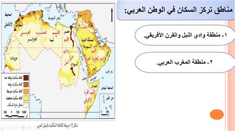 خريطة الكثافة السكانية في الوطن العربي