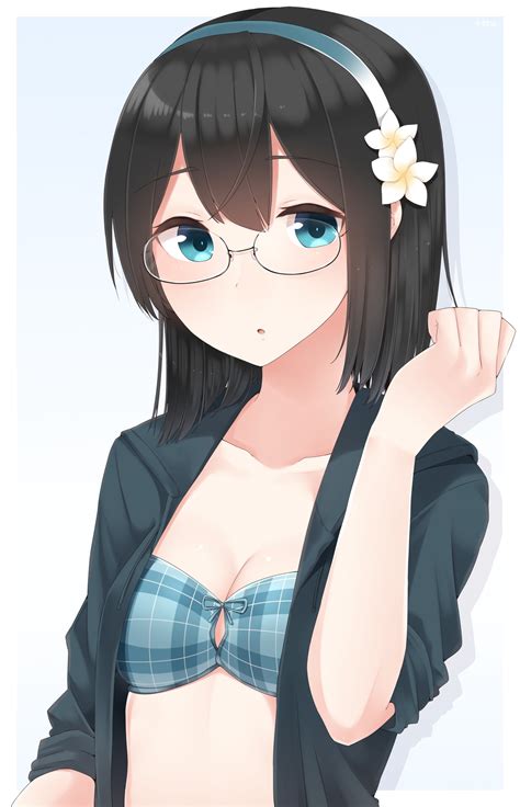 Wallpaper Illustration Anime Girls Short Hair Glasses Cartoon