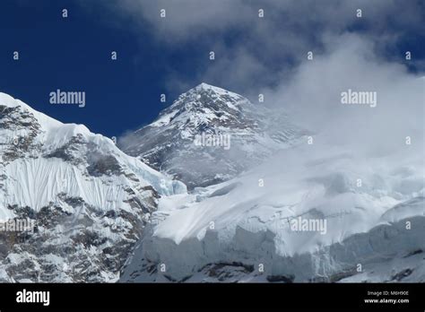 View Of Mount Everest Summit 8848 Meters Seen From The Everest Base