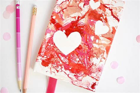 Marbled Heart Notebook Diy Notebook Cover Diy Notebook Crafts To