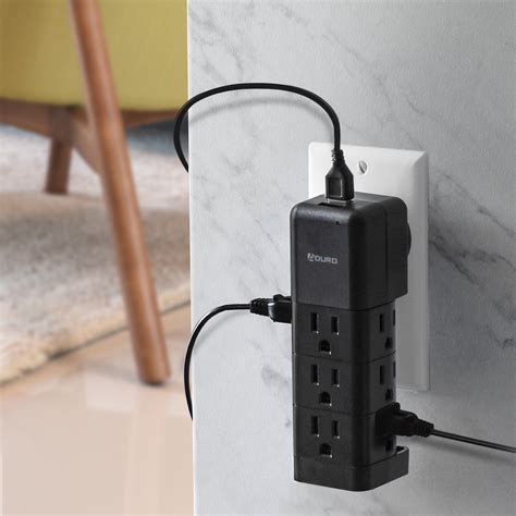 Aduro Surge Protector 9 Outlet Power Strip With Usb 2 Ports 24a Wall