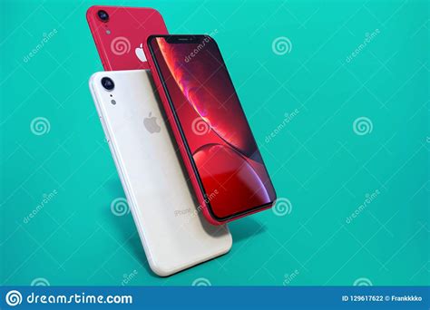 Product Shot Of Iphone Xr Red On Green Background