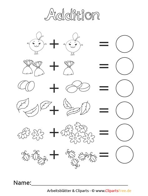 Kostenlose arbeitsblätter und übungen für deutsch in der 1. Addition Druckvorlage für Grundschule