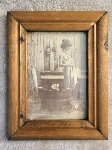 Vintage R Hendrickson Nude Woman In Tub Sepia Art Print Framed 925 X