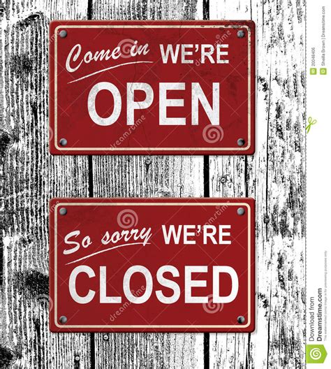 Open And Closed Metal Signs Stock Illustration Image