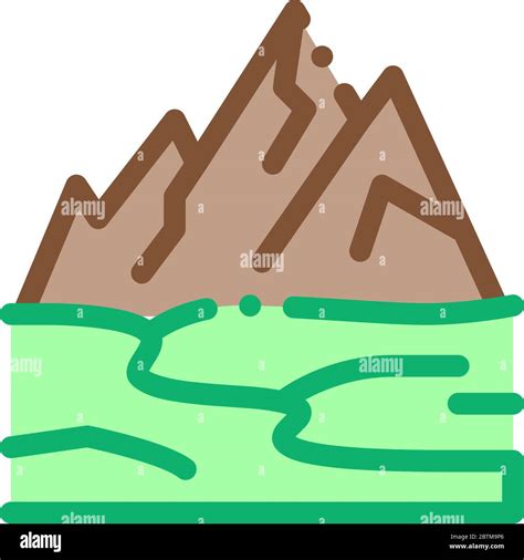 High Mountains Terrain Icon Vector Outline Illustration Stock Vector
