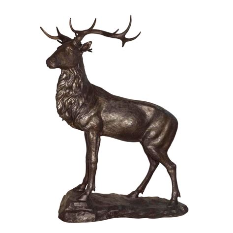 Bronze Deer On Rock Sculpture Metropolitan Galleries Inc