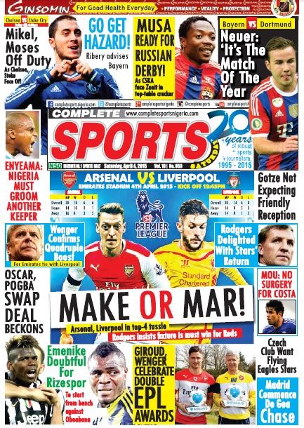 Read Complete Sport Newspaper For Freeupdated Daily Sports Nigeria