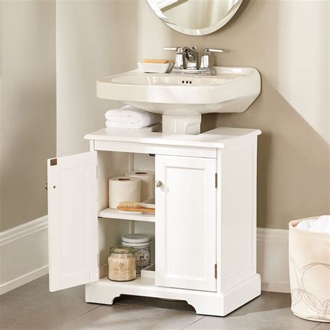 Every bathroom, whether big or small, needs to follow certain building codes in its construction. Weatherby Bathroom Pedestal Sink Storage Cabinet | Small ...