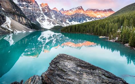 Download Wallpapers 4k Moraine Lake Banff Mountains