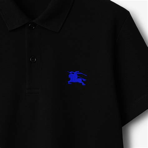 cotton polo shirt in black men burberry® official