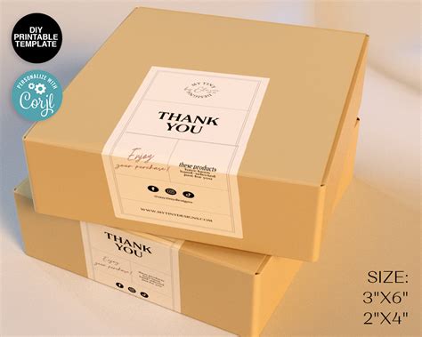 Packaging Label Box Custom Editable Box Seal Sticker Diy Etsy Ireland