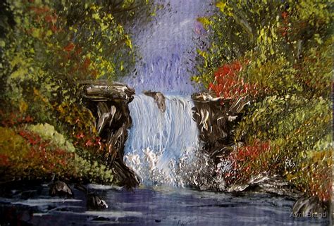 Miniature Waterfall Oil Painting By Avril Brand Redbubble