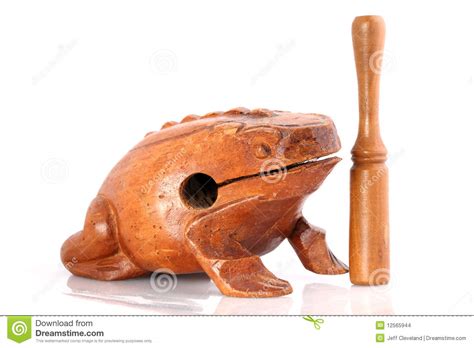 Wooden Toad Rhythm Percusion Instrument Stock Photo Image Of White
